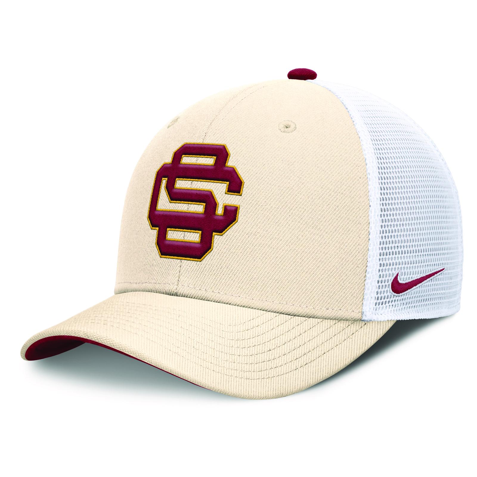 USC Trojans Nike Natural SC Interlock Baseball Dri Fit Rise Structured Snapback Trucker Hat 1